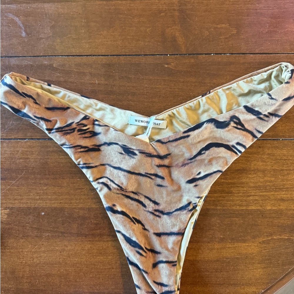 WeWoreWhat- Tan Tiger Print Bikini Bottom- Size Small